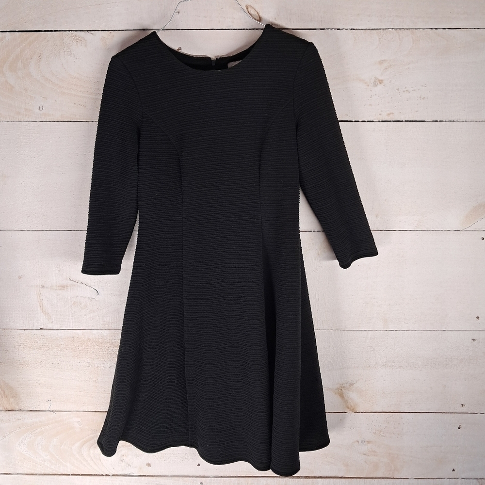 Calvin Klein Dress Womens Size 6 Black Career 3/4 Sleeve Ribbed